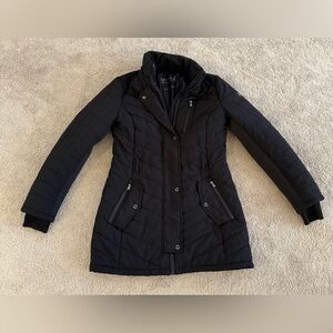 Michael Kors Black Quilted Coat Jacket Women’s  MK Logo Size S